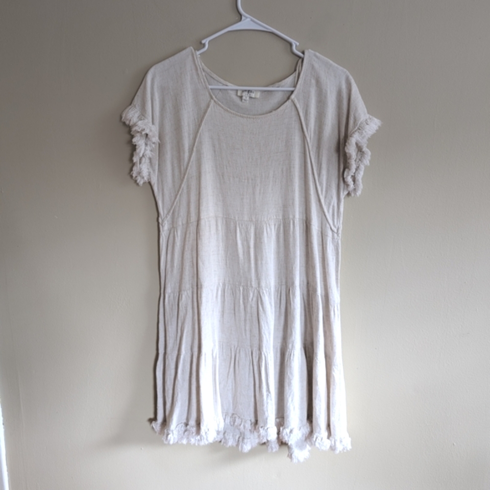 Umgee Cream Linen blend Midi Dress Size Small